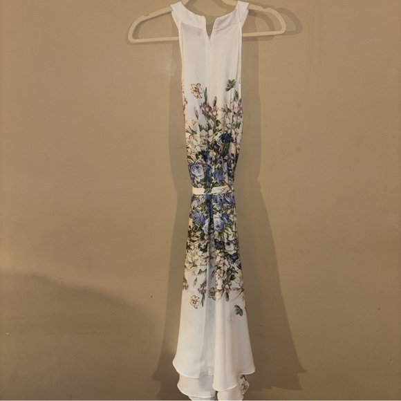 DN designs Cream Halter Midi Tie Waist Feminine Whimsy Sundress Size 14W - Picture 3 of 8